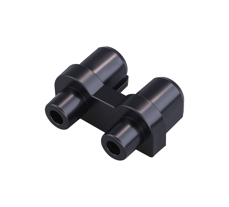 50A bipolar plug with black wire clamp for securing the wire, suitable for lithium battery power cables
