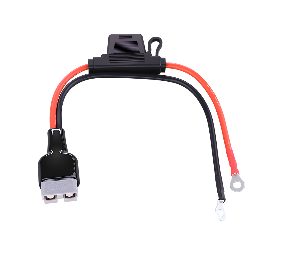 50A plug with armored connector and fuse holder power cord, suitable for power supply for forklift and camper vans with high power requirements.