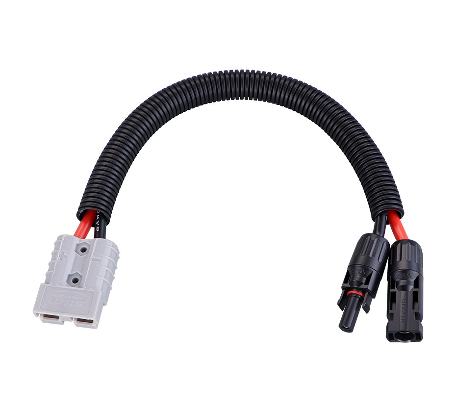 50A plug adapter for MC4 waterproof connector power cord, suitable for high-power power supply of photovoltaic panels